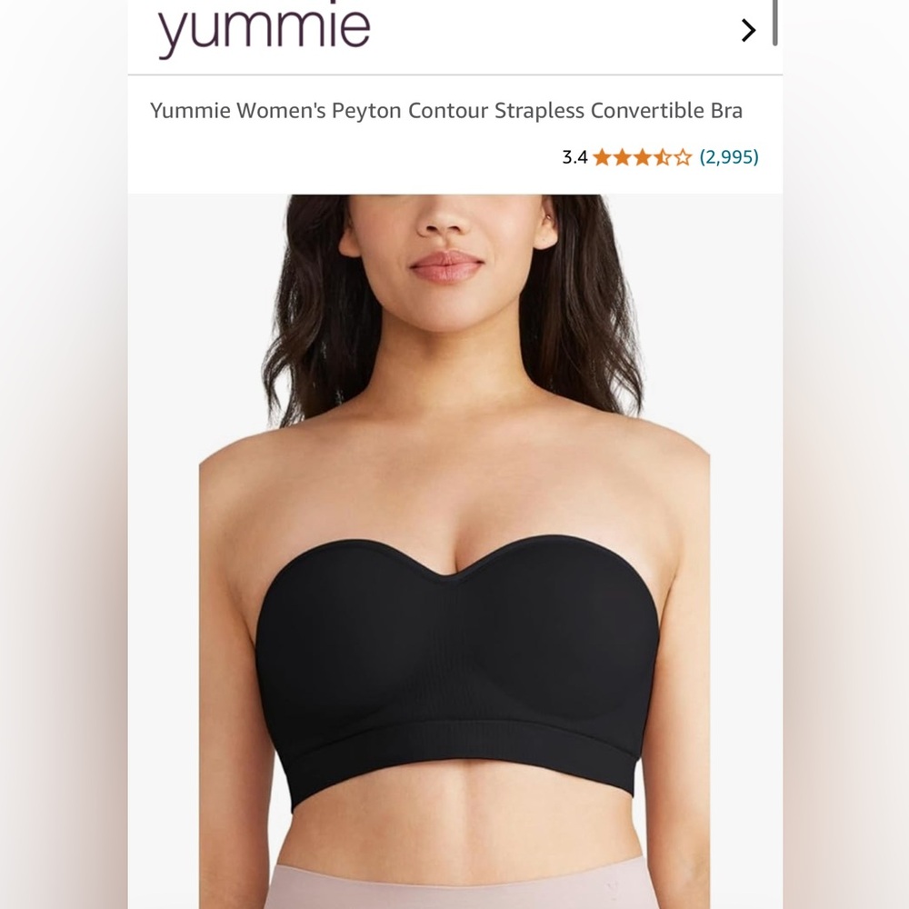 NWT Yummie Strapless / Convertible Bra-Black, L